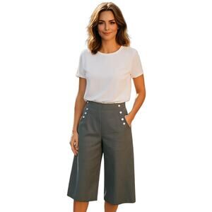 Talbots Chelsea Crop Pants Black  Linen Sailor Button Fly  Women's‎ Plus Size 16